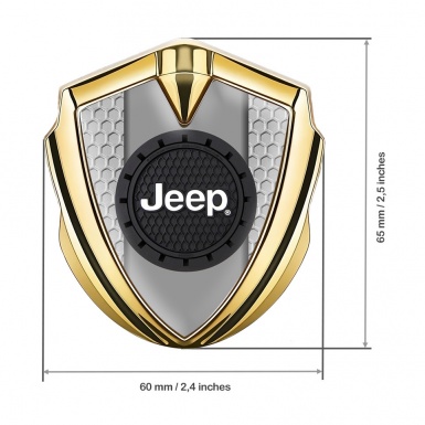 Jeep Fender Emblem Badge Gold Honeycomb Frame Engraved Circle Logo