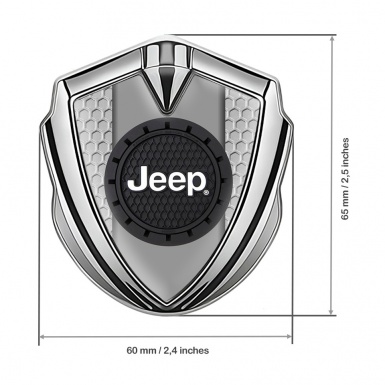 Jeep Emblem Logo Schriftzug Aufkleber Silbertonfarbe Bienenwabe Basis mit Rundes logo