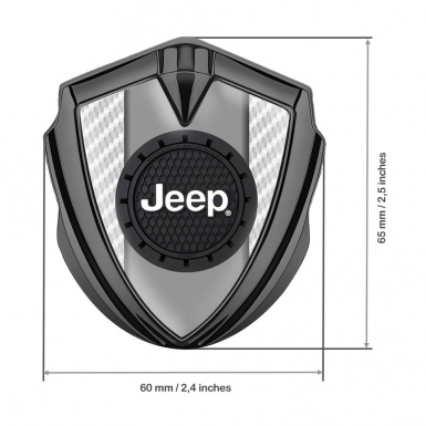 Jeep Emblem Self Adhesive Graphite White Carbon Engraved Circle Logo