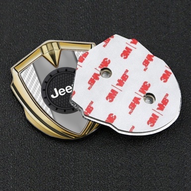 Jeep Emblem Self Adhesive Gold White Carbon Engraved Circle Logo