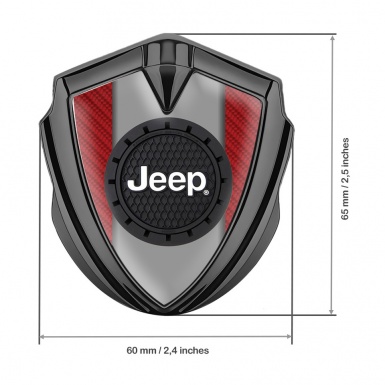 Jeep Metal Emblem Badge Graphite Red Carbon Engraved Circle Logo
