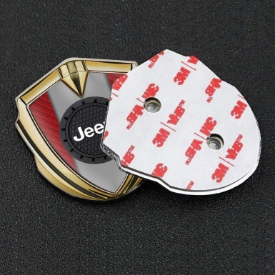 Jeep Metal Emblem Badge Gold Red Carbon Engraved Circle Logo