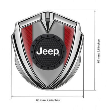 Jeep Metal Emblem Badge Silver Red Carbon Engraved Circle Logo