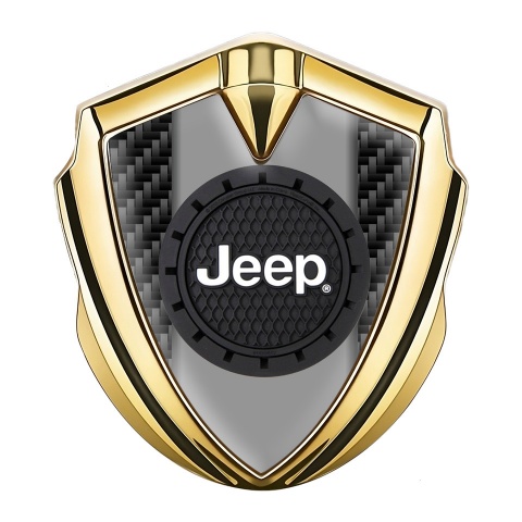 Jeep Domed Emblem Badge Gold Black Carbon Engraved Circle Logo