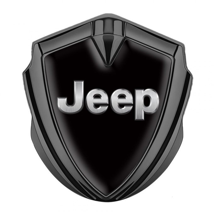 Jeep Emblem Ornament Graphite Black Base Classic Steel Logo Design