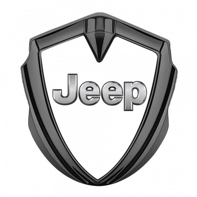 Jeep Bodyside Domed Emblem Graphite White Base Classic Steel Logo Design