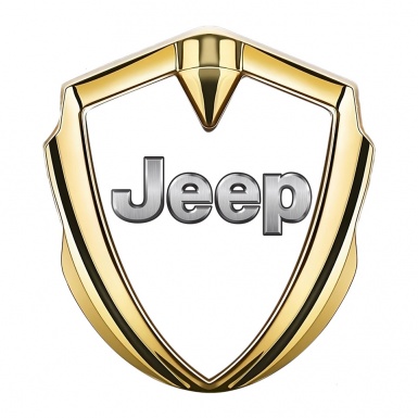 Jeep Bodyside Domed Emblem Gold White Base Classic Steel Logo Design