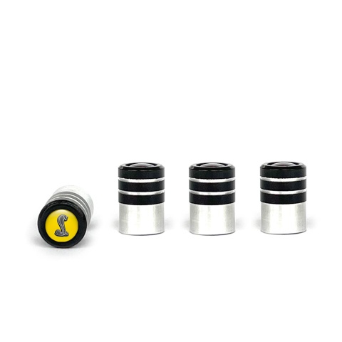 Ford Shelby Valve Caps Tire Black - Aluminum 4 pcs Yellow Silicone Sticker