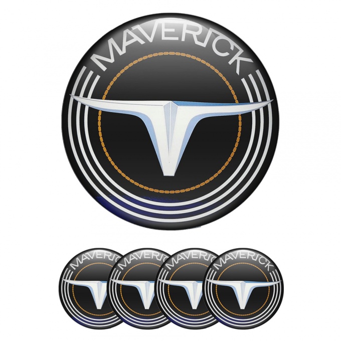 Ford Maverick Emblems for Center Caps Black Classic Logo