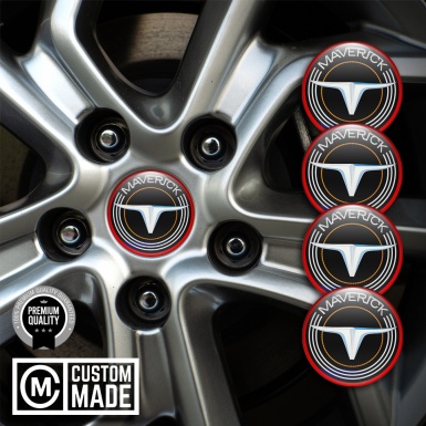 Ford Maverick Emblems for Center Caps Black Red Logo