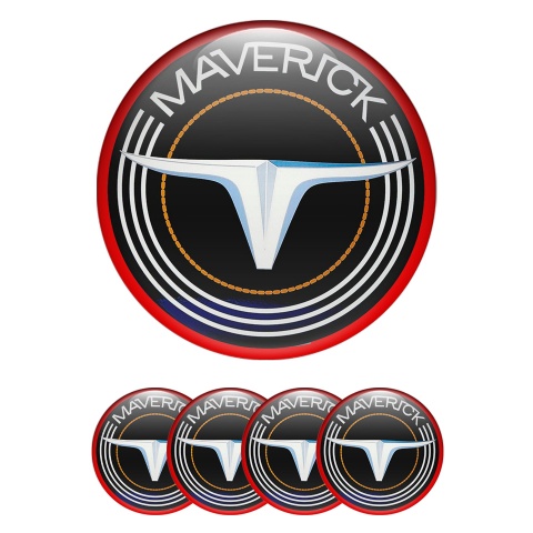 Ford Maverick Emblems for Center Caps Black Red Logo