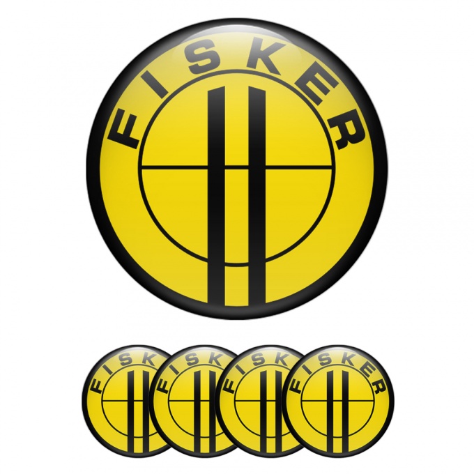 Karma Fisker Emblems for Wheel Center Caps Yellow Logo