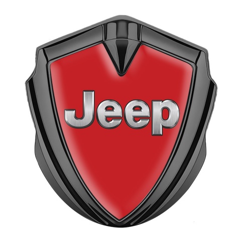 Jeep Emblem Metal Badge Graphite Red Base Classic Steel Logo Design