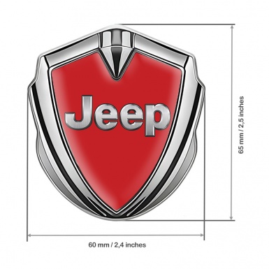 Jeep Emblem Abzeichen selbstklebend Silbertonfarbe Rote Design