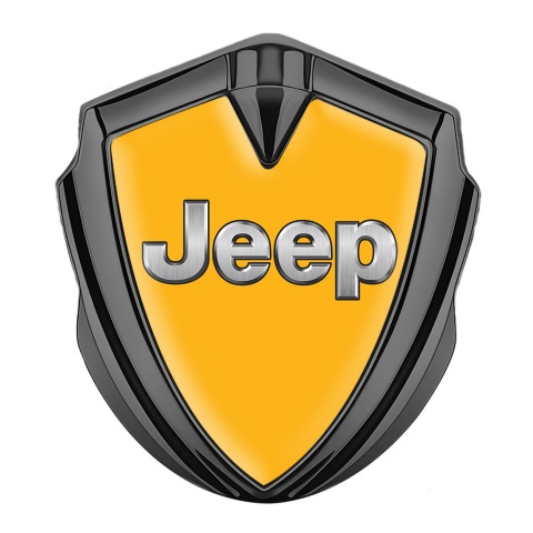 Jeep Emblem Metal Badge Graphite Yellow Base Classic Steel Logo Design