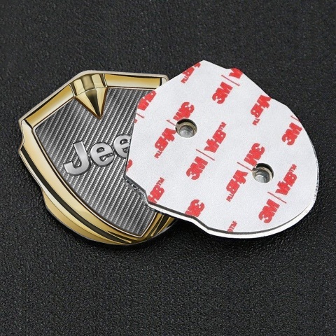 Jeep 3d Emblem Badge Gold Light Carbon Classic Steel Logo Design