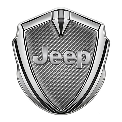 Jeep 3d Emblem Badge Silver Light Carbon Classic Steel Logo Design