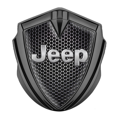 Jeep Silicon Emblem Badge Graphite Metal Grate Classic Steel Logo Design