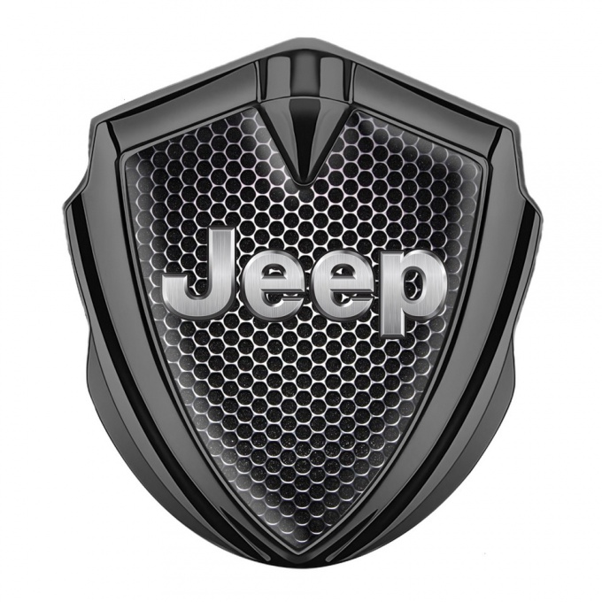 Jeep Selbstklebendes Metallaufkleber Emblem Graphit Tonfarbe Perforierter Stahl Design 