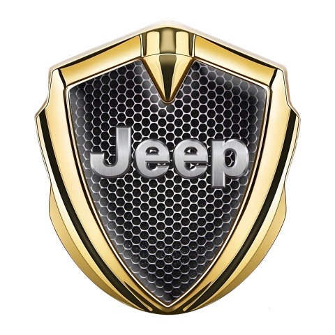 Jeep Silicon Emblem Badge Gold Metal Grate Classic Steel Logo Design