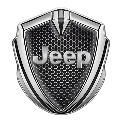 Jeep Silicon Emblem Badge Silver Metal Grate Classic Steel Logo Design