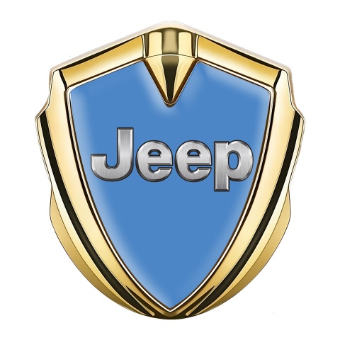 Jeep Emblem Car Badge Gold Glacial Blue Classic Steel Logo Edition