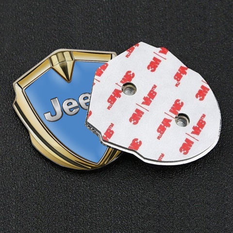 Jeep Emblem Car Badge Gold Glacial Blue Classic Steel Logo Edition