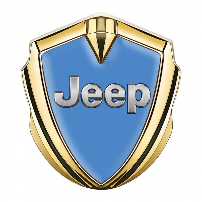 Jeep Emblem Logo Schriftzug Aufkleber Goldtonfarbe Blau Design