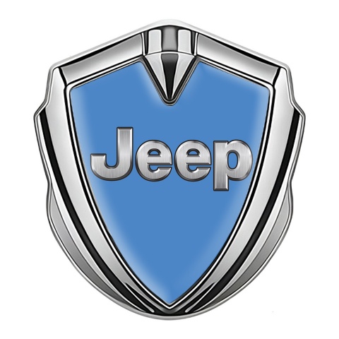 Jeep Emblem Car Badge Silver Glacial Blue Classic Steel Logo Edition