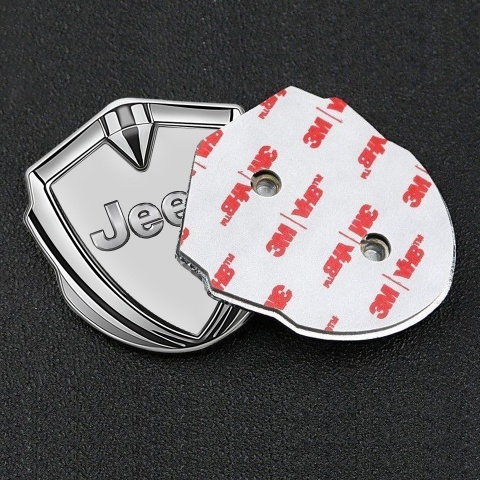 Jeep Bodyside Emblem Self Adhesive Silver Moon Grey Classic Steel Logo