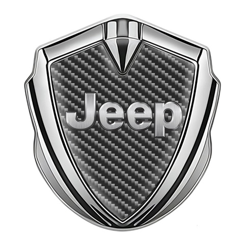 Jeep Emblem Silicon Badge Silver Dark Carbon Classic Steel Logo