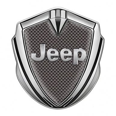 Jeep Abzeichen selbstklebend Silbertonfarbe braun carbon design