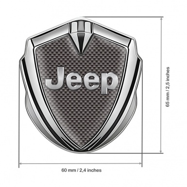 Jeep Abzeichen selbstklebend Silbertonfarbe braun carbon design