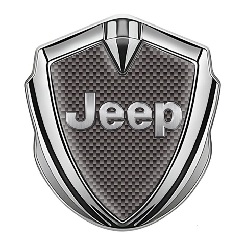 Jeep Metal Domed Emblem Silver Brown Carbon Classic Steel Logo