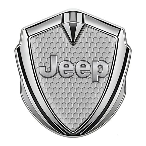 Jeep Badge Self Adhesive Silver Grey Honeycomb Classic Steel Logo