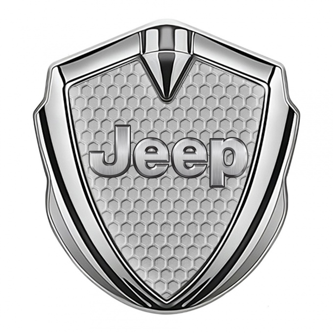 Jeep Emblem Abzeichen selbstklebend  Silbertonfarbe Wabeneffekt Design