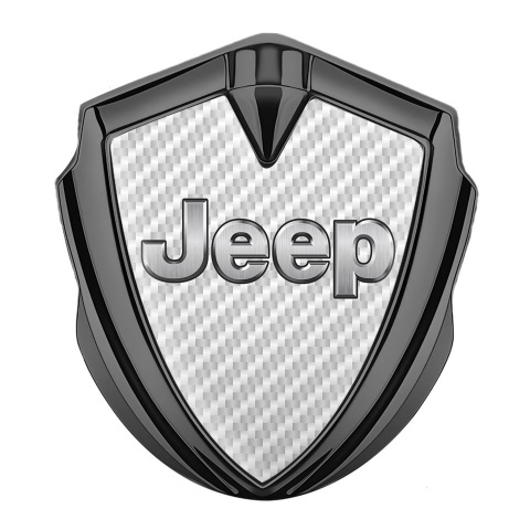 Jeep Emblem Badge Self Adhesive Graphite White Carbon Classic Steel Logo