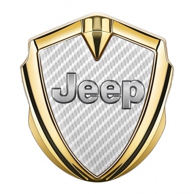 Jeep Emblem Auto Zeichen Goldtonfarbe Weiss Carbon Design