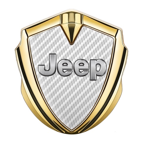 Jeep Emblem Badge Self Adhesive Gold White Carbon Classic Steel Logo