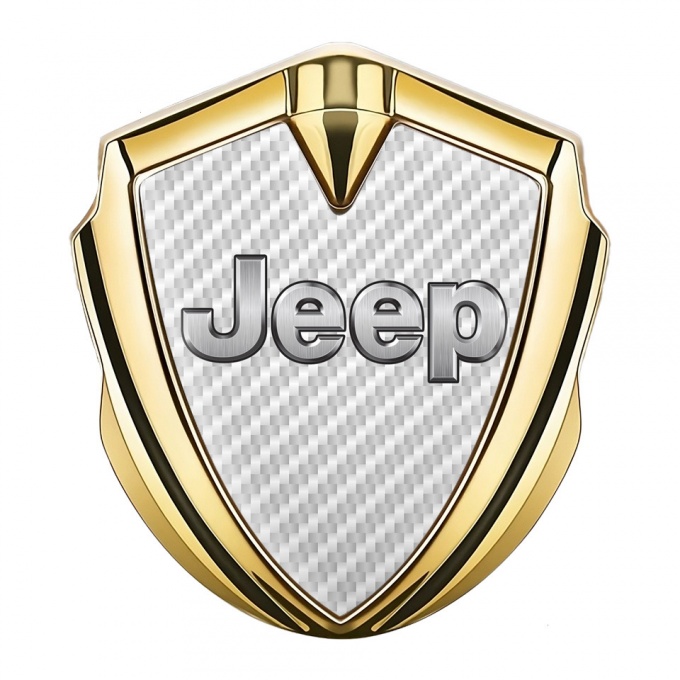 Jeep Emblem Auto Zeichen Goldtonfarbe Weiss Carbon Design