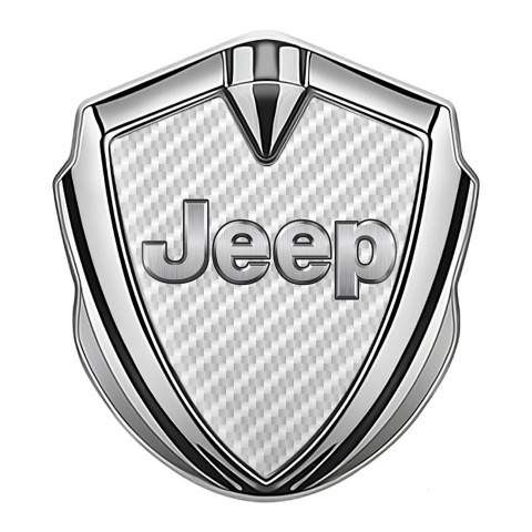 Jeep Emblem Auto Zeichen Silbertonfarbe Weiss Carbon Design