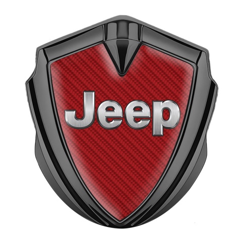 Jeep Emblem Fender Badge Graphite Red Carbon Classic Steel Logo