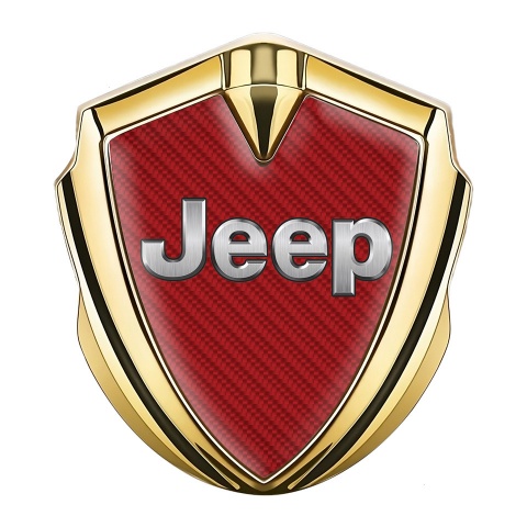 Jeep Emblem Fender Badge Gold Red Carbon Classic Steel Logo