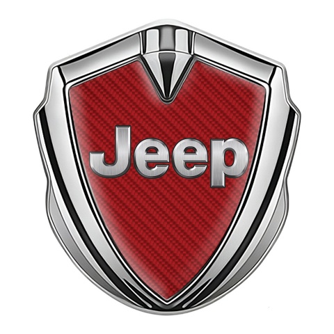 Jeep Emblem Fender Badge Silver Red Carbon Classic Steel Logo