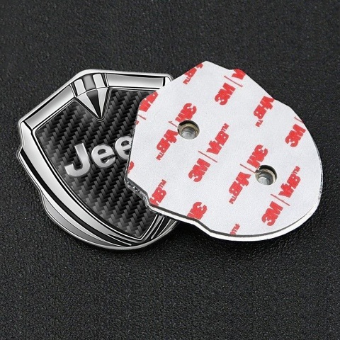 Jeep Selbstklebendes Metallaufkleber Emblem Silbertonfarbe Schwarz Kohlenstoff Design