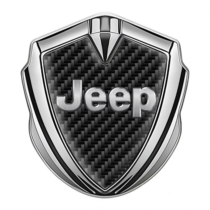 Jeep Selbstklebendes Metallaufkleber Emblem Silbertonfarbe Schwarz Kohlenstoff Design