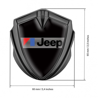 Jeep Emblem Logo Schriftzug Aufkleber Graphit Tonfarbe Schwarz Fundament mit Grauer Balken Logo 