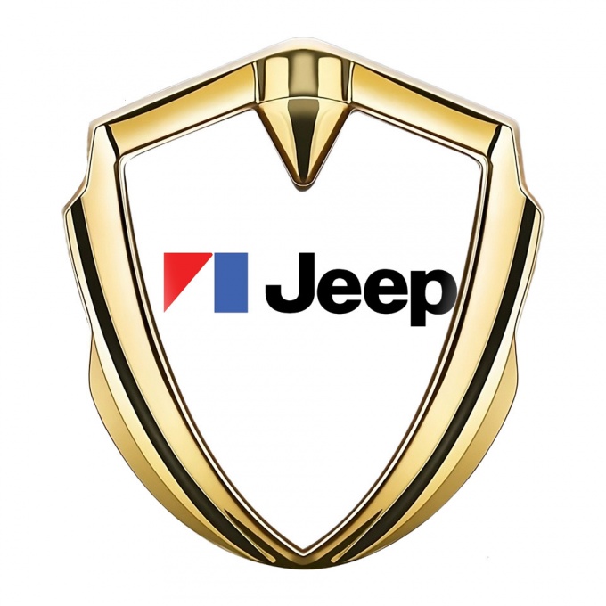 Jeep Seitenflugel Emblem Aufkleber Goldtonfarbe Weiss Auflage