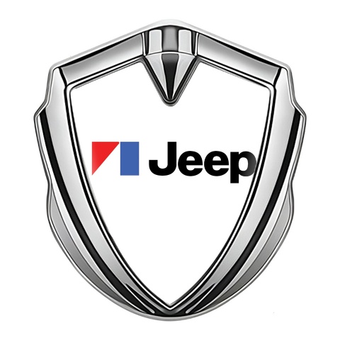 Jeep Fender Emblem Badge Silver White Base American Motors Logo