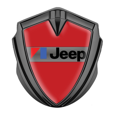 Jeep Emblem Trunk Badge Graphite Red Base American Motors Logo